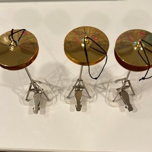Hi-Hat Cymbal (miniature) Christmas Tree Ornaments set of 3